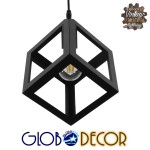 GloboStar CUBE 01015 Μοντέρνο Κρεμαστό Φωτιστικό Οροφής Μονόφωτο Μαύρο Μεταλλικό Πλέγμα Φ25 